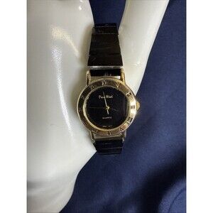 Vintage Pierre Nicol Watch Women Gold Tone Black Stretch Band New Battery
